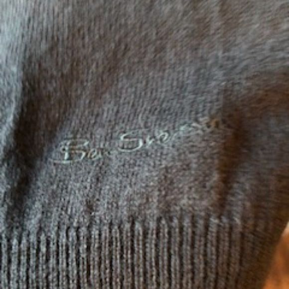 Ben Sherman Black Cotton/Merino Wool Sweater with Buttoned-Shoulder Tabs…‎ - Picture 7 of 9